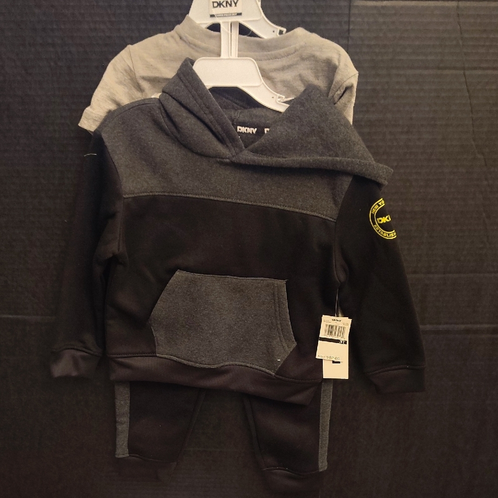 DKNY Black and Gray Hoodie Set